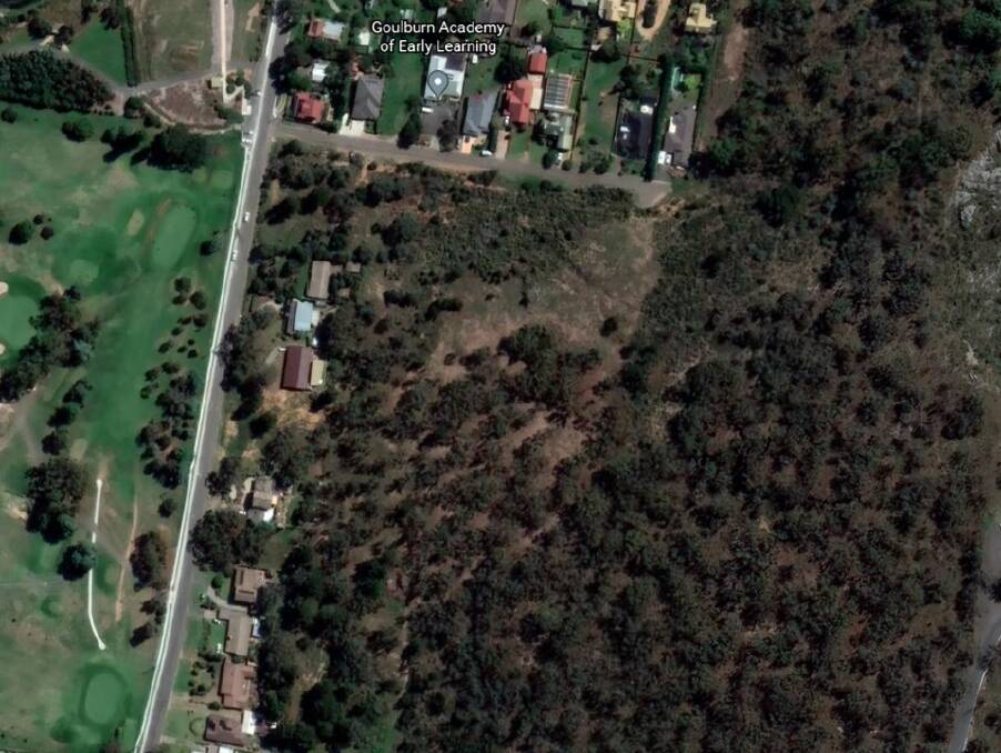 The land on which the May Street subdivision was planned was more heavily vegetated in February, 2021, when this Google Earth image was taken. The land is on the corner of Chiswick Street (at top of photo) and May Street (at left). 