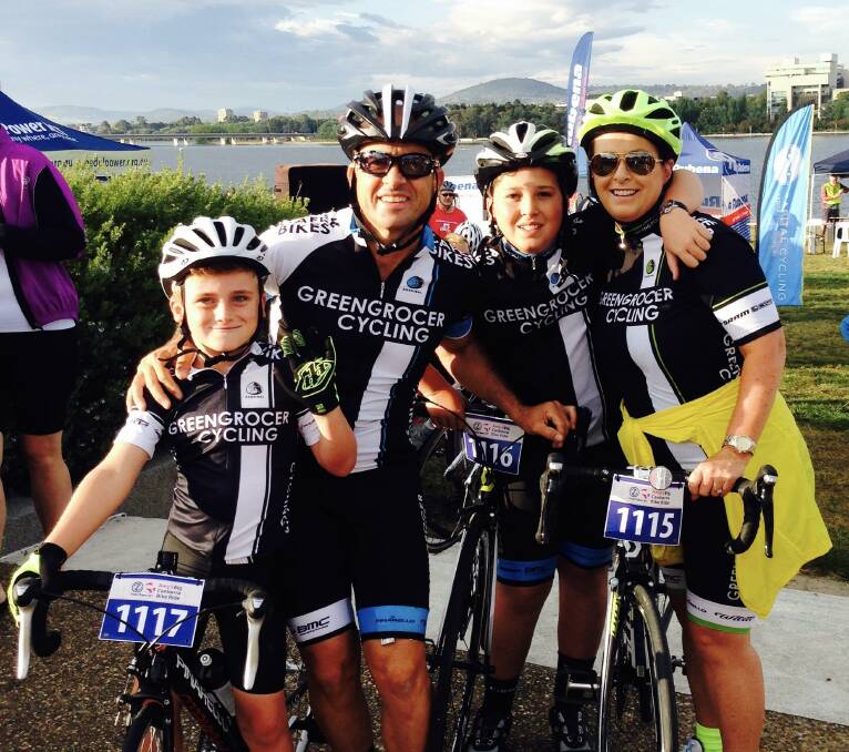 Family meant everything to keen cyclist, the late Con Toparis. In 2015 he and sons Costa and Elias and wife, Lana, competed in a Canberra bike ride that supported cycle safety. Picture supplied.
