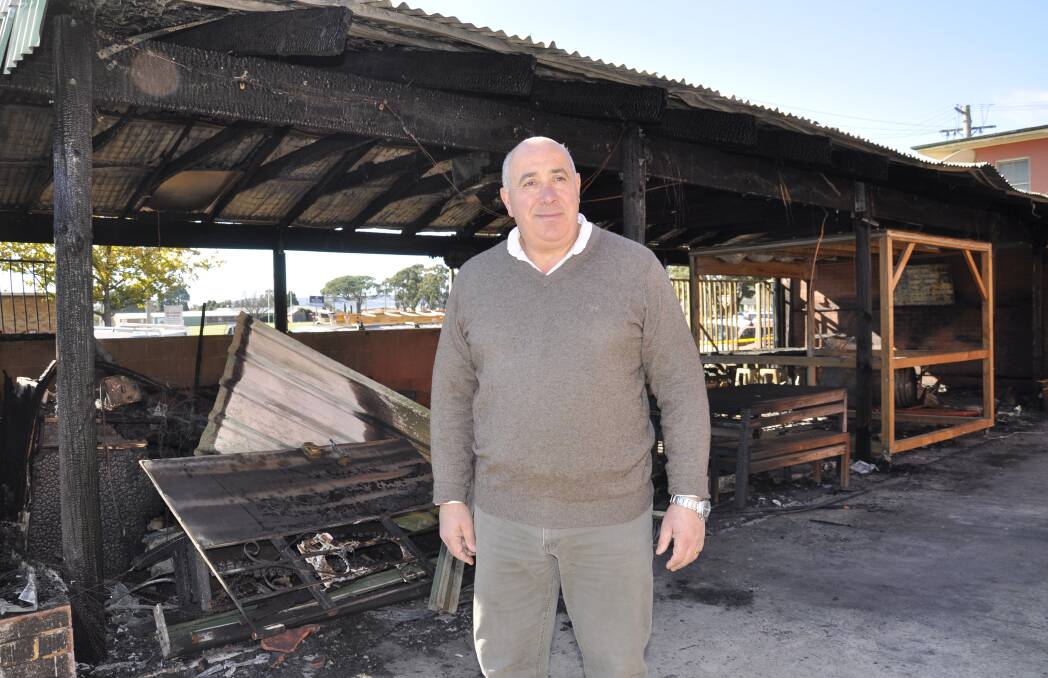 THE AFTERMATH: Gordon Hotel publican Brian Di Francesco surveys the damage to the beer garden sustained in Thursday morning's fire. Photo: Louise Thrower.