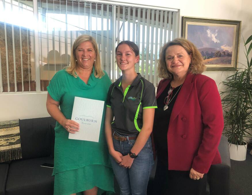 Goulburn Youth Council Mayor Charlotte Hargan with Minister for Youth Bronnie Taylor and Goulburn MP Wendy Tuckerman last year. The state government has granted $50,000 to the youth conference to be held here in September. Photo supplied.