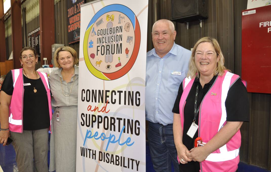 Goulburn Inclusion Forum chairs Lauren Venables (left) and Fiona Young (right) with MP Wendy Tuckerman and deputy mayor Steve Ruddell at the opening of International Day of People with a Disability at Veolia Arena on Tuesday. Picture by Louise Thrower.