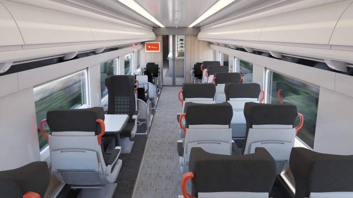 MODERN: 'Premium' class on the new train fleet will include 'e-leather' seats and a spacious seating arrangement. Photo: Transport for NSW.
