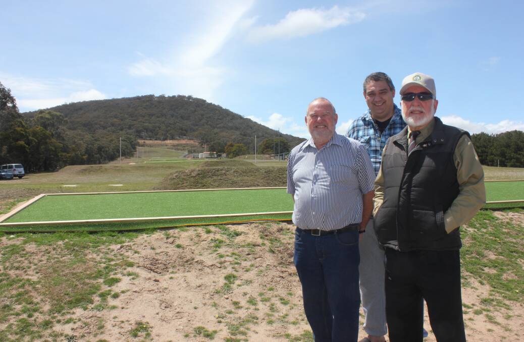 Goulburn Sporting Shooters Association of Australia president Bill Irvine, Goulburn Rifle Club president Tony Weston and former SSAA president Ken Kenchington at the Goulburn Rifle Range. The large hill between the Rifle Range and the Waste Transfer Station is in the background. 
