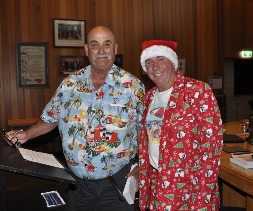 Mayor Peter Walker and Cr Andrew Banfield were dressed to impress at Goulburn Mulwaree Council's meeting on Tuesday. Picture by Louise Thrower.