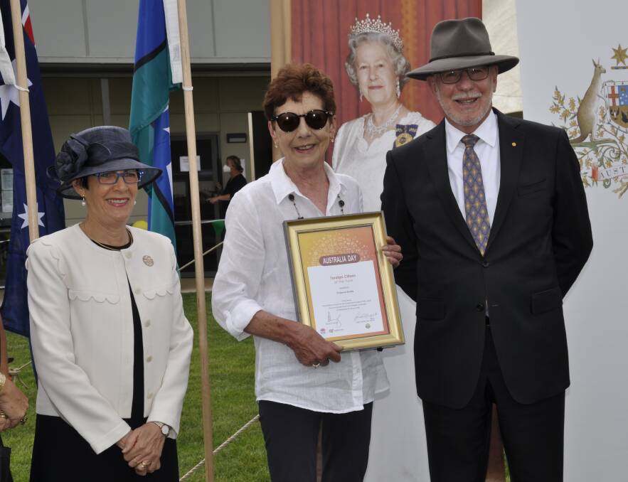 Prue Burfitt was honoured to be awarded with Taralga's citizen of the year certificate. Photo: Louise Thrower.