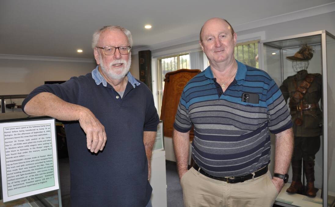 Mulwaree Remembrance Museum volunteer, Bill Needham, started the facility 32 years ago. He is with another volunteer, Paul Chalker. Picture by Louise Thrower.
