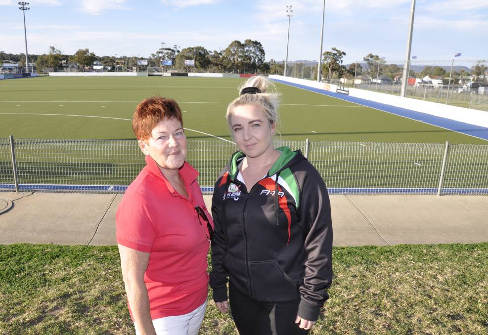 Goulburn Hockey Association reps secretary Sharni Fleming and president Nadine Morton, pictured at the complex off Finlay Road last month. Photo: Louise Thrower.