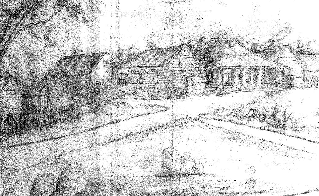 An 1846 sketch of Wingello Park homestead by an unknown artist, reproduced in Mr Hobbes' report.