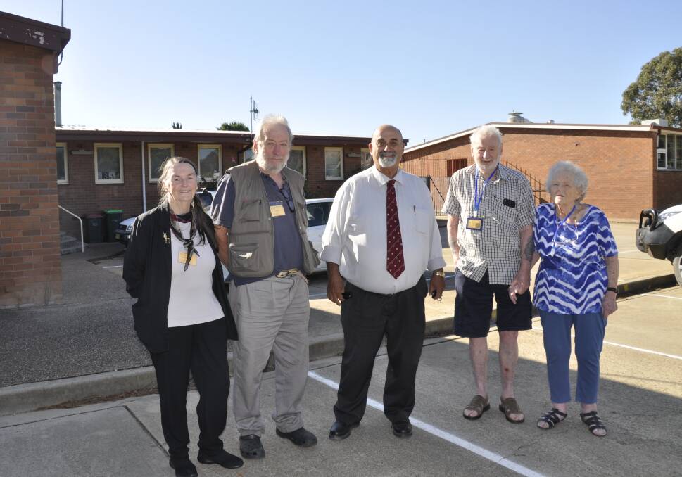 Deputy Mayor Peter Walker with members of Goulburn's U3A at the former council Bourke Street depot in March. Several groups use the building and Cr Walker says it makes sense to build a community centre there. Photo: Louise Thrower.