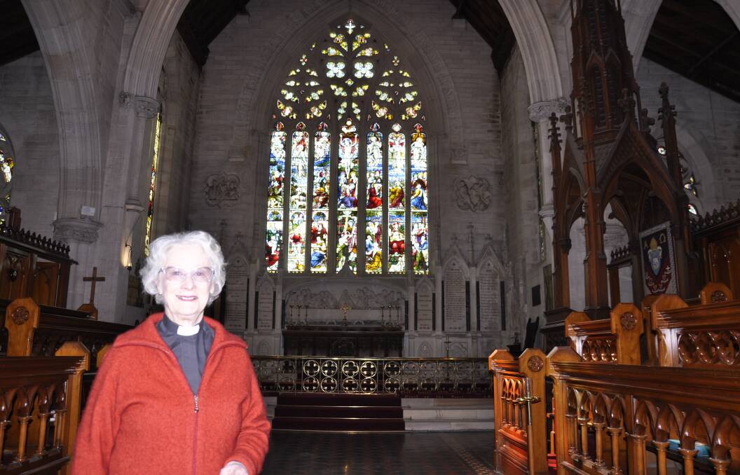 Acting Dean of Saint Saviour's Cathedral, Canon Anne Wentzel, says the restored Great Eastern Window has added greatly to the structure. Picture by Louise Thrower.