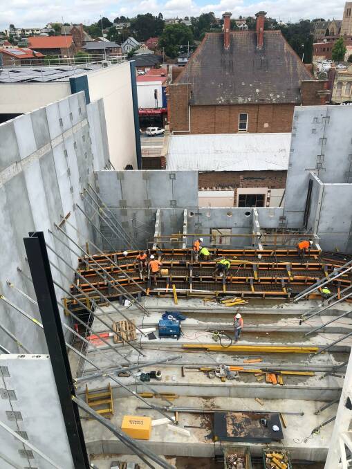 BEHIND THE SCENES: Zauner Constructions is well underway on the Performing Arts Centre's auditorium. The roof is expected to be placed by the end of January. Photo supplied.