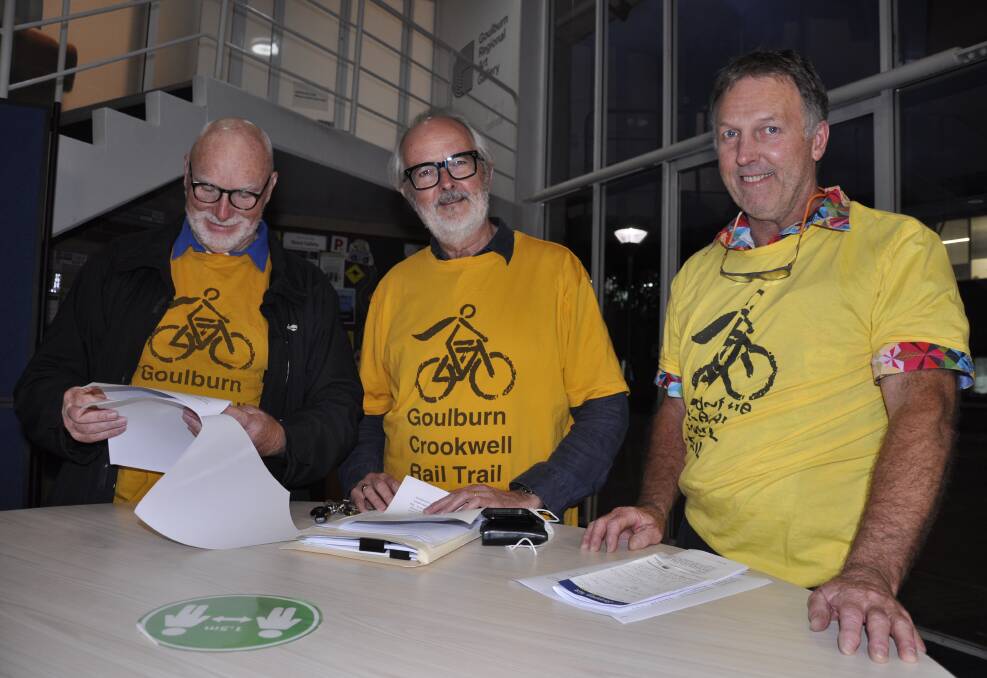 Friends of Crookwell Rail Trail members Ian Anderson, Mark Bradbury and Neil Penning addressed a council meeting earlier this year. Photo: Louise Thrower.