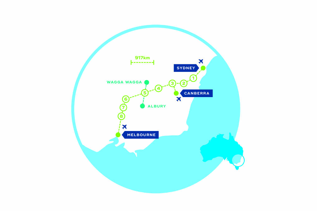 CLARA's route includes eight smart cities, each comprising up to 400,000 people, along the Sydney to Melbourne route.