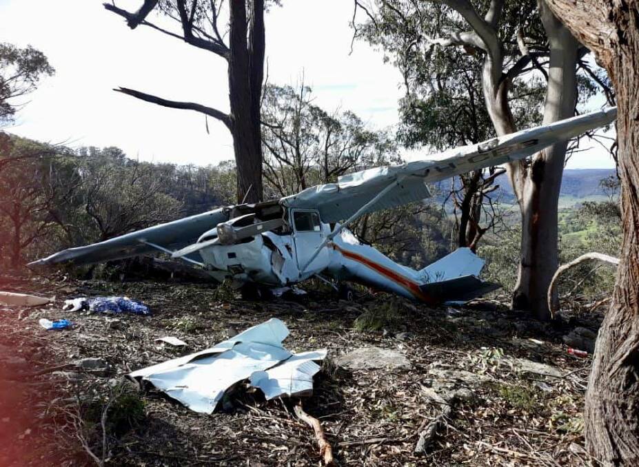 The light plane crashed in bushland on a property on Tugalong Road. Photo: NSW Police.