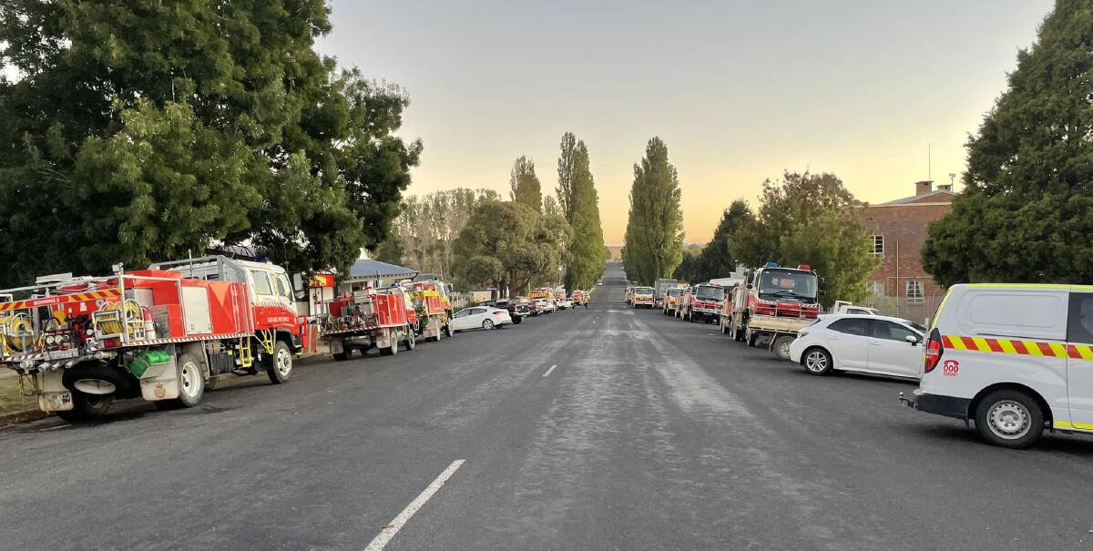 Orchard Street, Taralga, was a sea of fire trucks on Friday morning. Picture by Noelene Cosgrove.