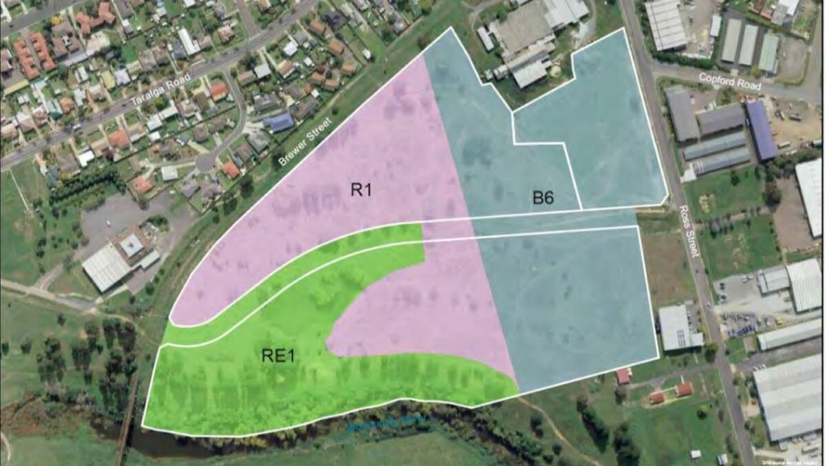 IN THE ZONE: The 12.5 hectare site will be rezoned into B6, permitting more health-related facilities closer to the Ross Street frontage, with residential and public recreation zones behind. Brewer Street, at left< would eventually be extended through to Ross Street. Image sourced.