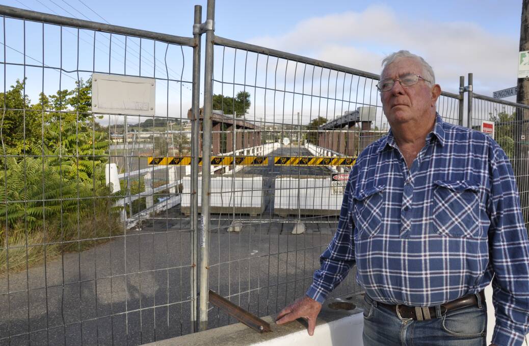 FED UP: Shaws Creek Road resident Bryan Webb is far from impressed with progress on and the cost of replacing the Lansdowne Bridge. Photo: Louise Thrower.  
