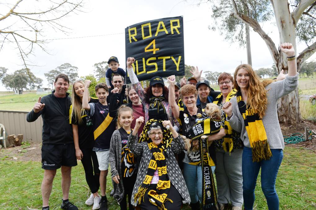 Members of Dustin Martin's family ready to cheer him on at the AFL grand final on Saturday. Picture: DARREN HOWE