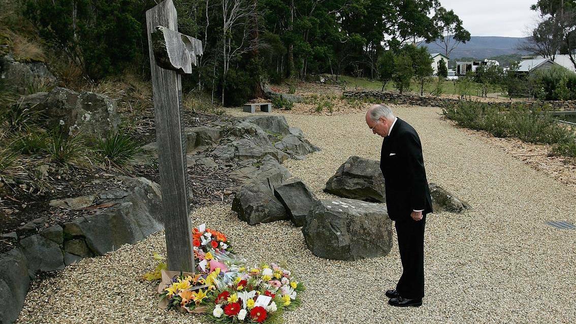For more photos, click the image above. Australian Prime Minister John Howard lays a wreath at the 10-year memorial service at Port Arthur in 2006. Pic: Ian Waldie/Getty Images 
