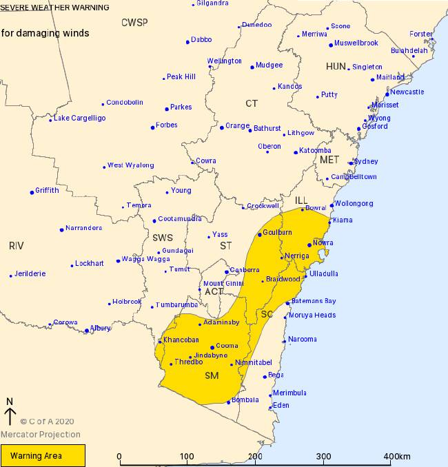 The Bureau of Meteorology has issued a severe weather warning for damaging winds. Photo: BoM