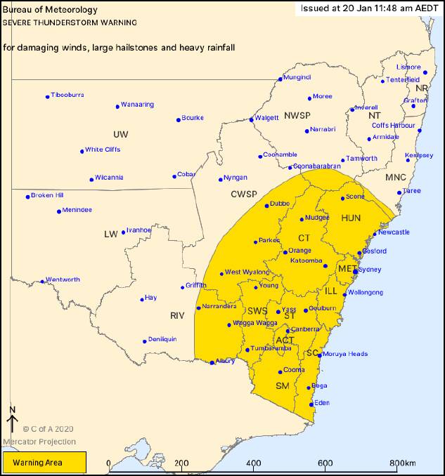 BoM issues severe weather warning for damaging winds, large hailstones and heavy rainfall