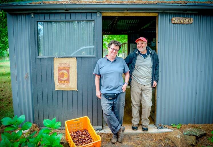 Richard Moxham and Alison Saunders from Sassafras Nuts befre the fires. This photo sourced from their website. 