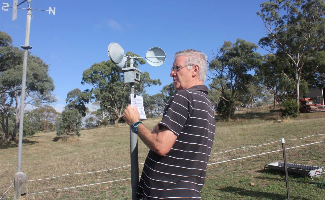 WEATHER CHECKER: Stewart Martin checking the weather instruments at the TAFE Weather Station in February, 2017. 