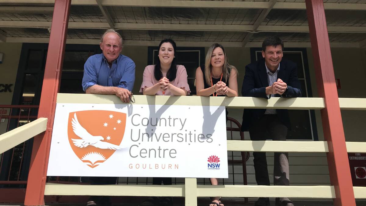FUNDING: Goulburn CUC Committee chair Guy Milson, student Hannah Webster, Staff member Cathy McNiven and Angus Taylor MP. 