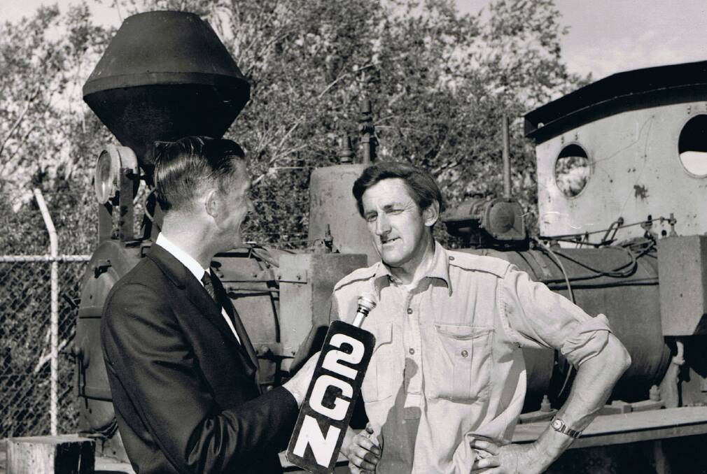 OPENING: Bruce Macdonald being interviewed by 2GN at the opening of the Marsden Museum of Historic Engines in 1970. 