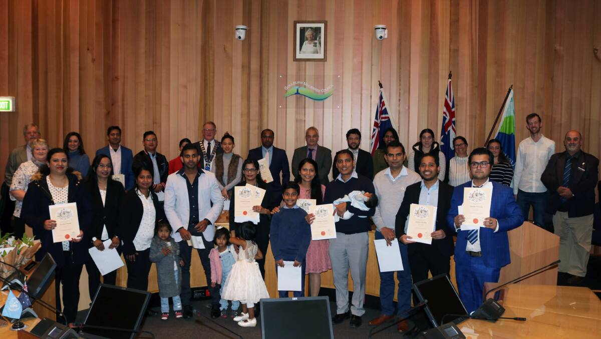 NEW CITIZENS: The large Citizenship Ceremony held recently in Goulburn. Photo supplied. 