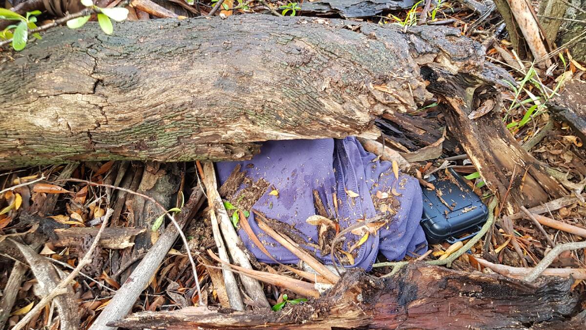 The dumped bag in the bush. Photo supplied. 