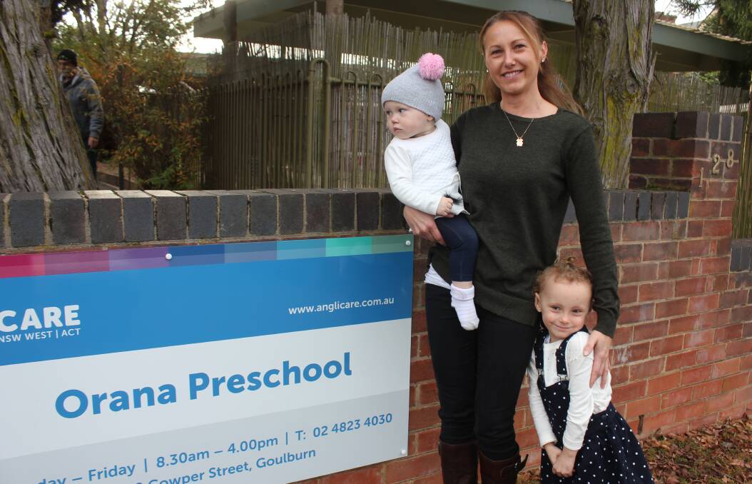 ASSISTANCE: Jennifer Craig with her children Evie and Sophia Cunningham at Orana Preschool on Wednesday. She welcomed the extension of preschool subsidies to three-year-olds. Photo David Cole. 
