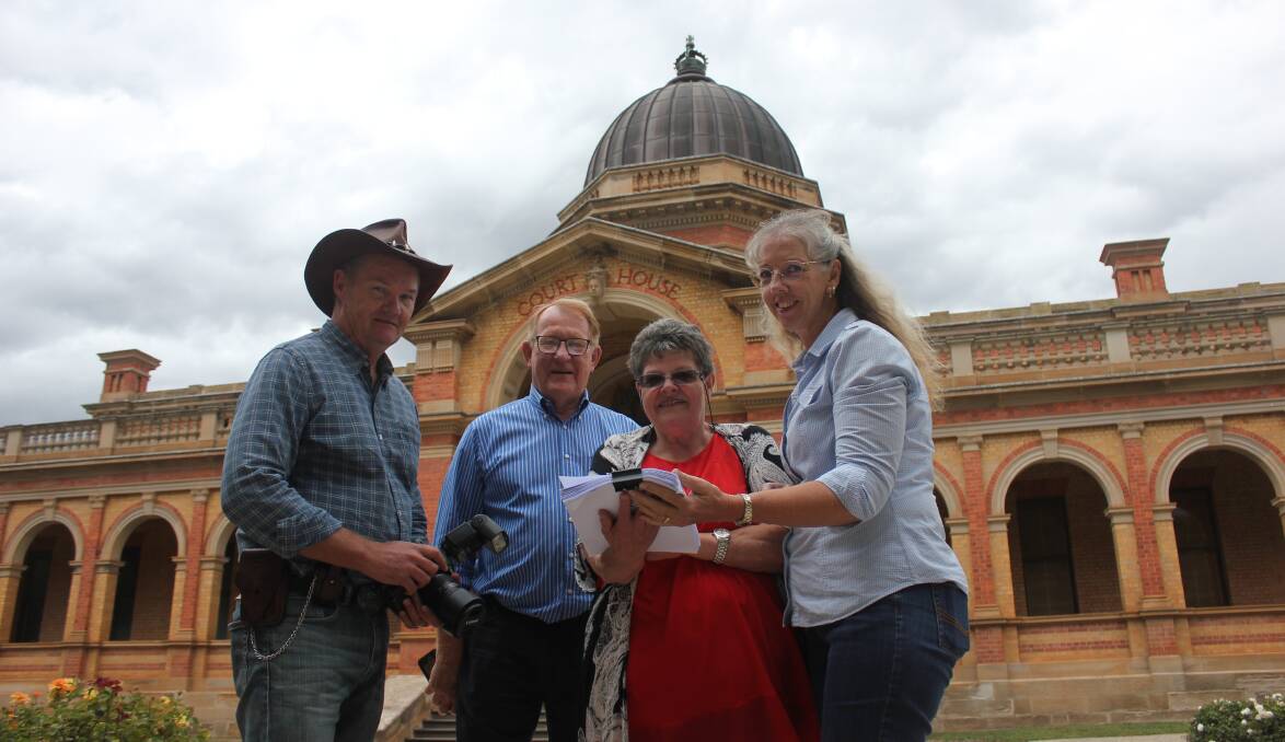 SHORT FILM: Film makers David and Karen Geerlings, Goulburn Mulwaree Mayor Bob Kirk and researcher Tricia Mack. They were in Goulburn on March 22. Photo David Cole. 