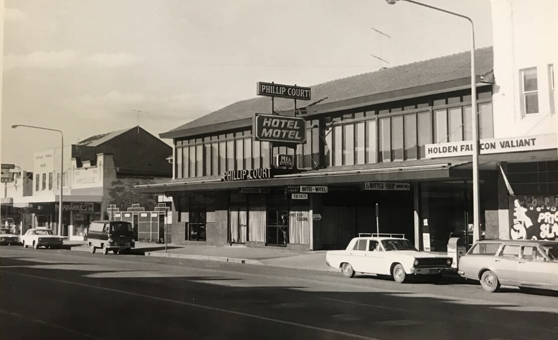 The Phillip Court Hotel in the 1970s. It was built on the site of the Odeon Theatre and is now the site of the Centrol Mall. 
