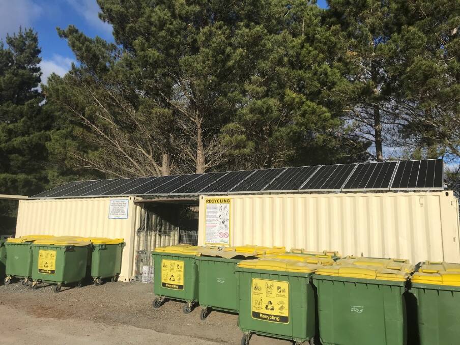 PANELS: The solar panels on one of the containers at the Tarago Waste Management Centre. Photos supplied. 