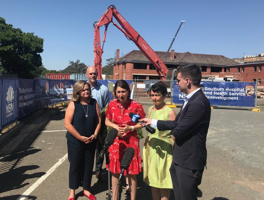 ANNOUNCEMENT: NSW Premier Gladys Berejiklian announcing an additional investment of $30 million in Goulburn Base Hospital with Member for Goulburn Pru Goward, Liberal candidate for Goulburn Wendy Tuckerman and Martin Roberts from Health Infrastructure. Photo David Cole. 
