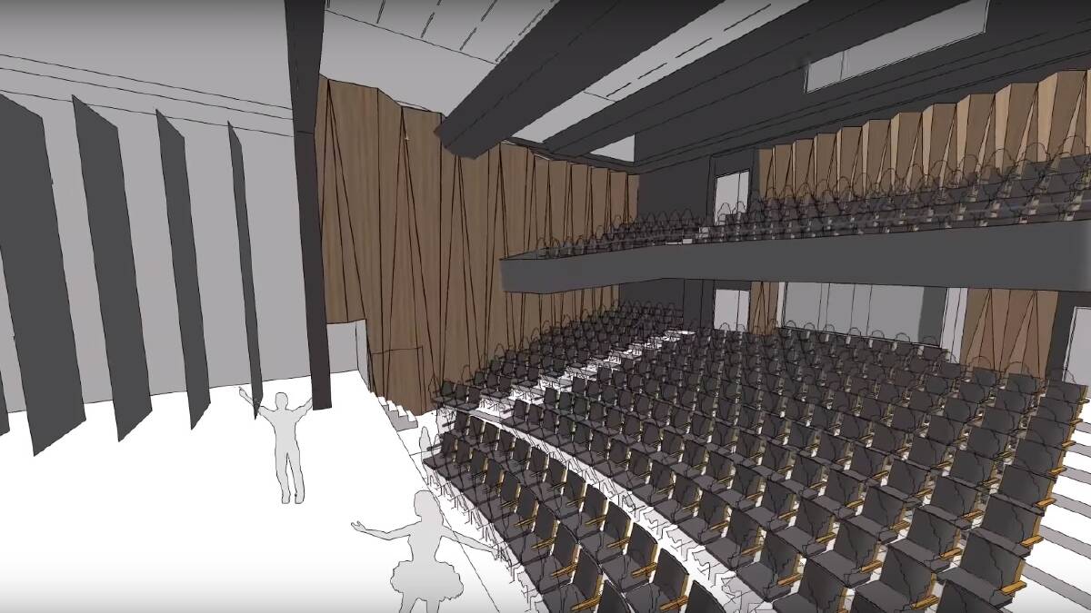 BALCONY: An artist's impression of the inside of the proposed Performing Arts Centre, showing the balcony. Image supplied. 
