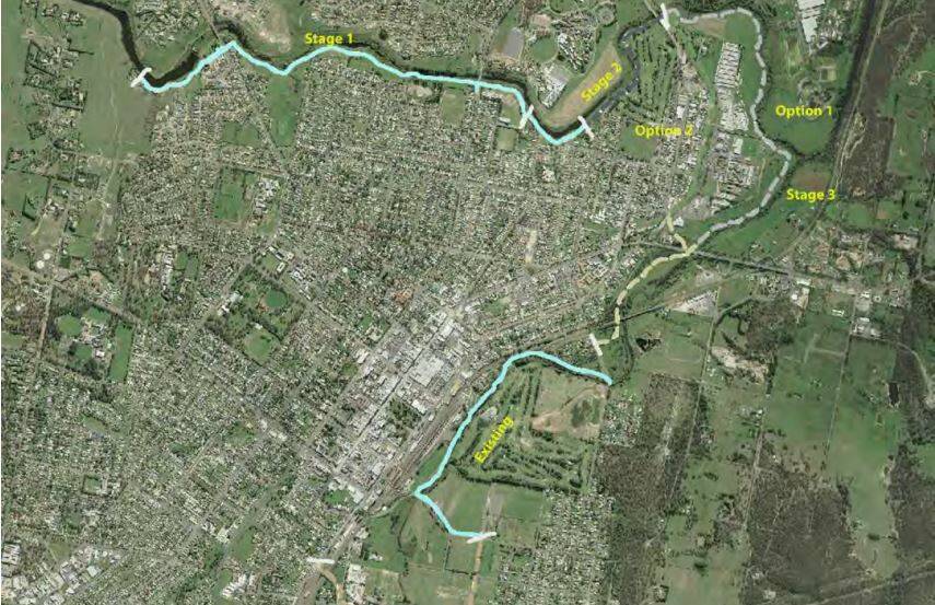 The various stages of the Wollondilly Walking Track outlined. 