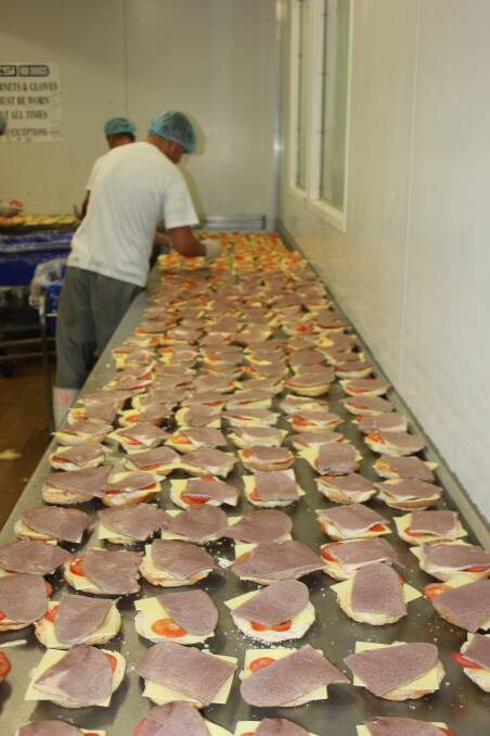SANGAS: Just some of the sandwiches being prepared by inmates for the lunch on Tuesday. Photos David Cole.