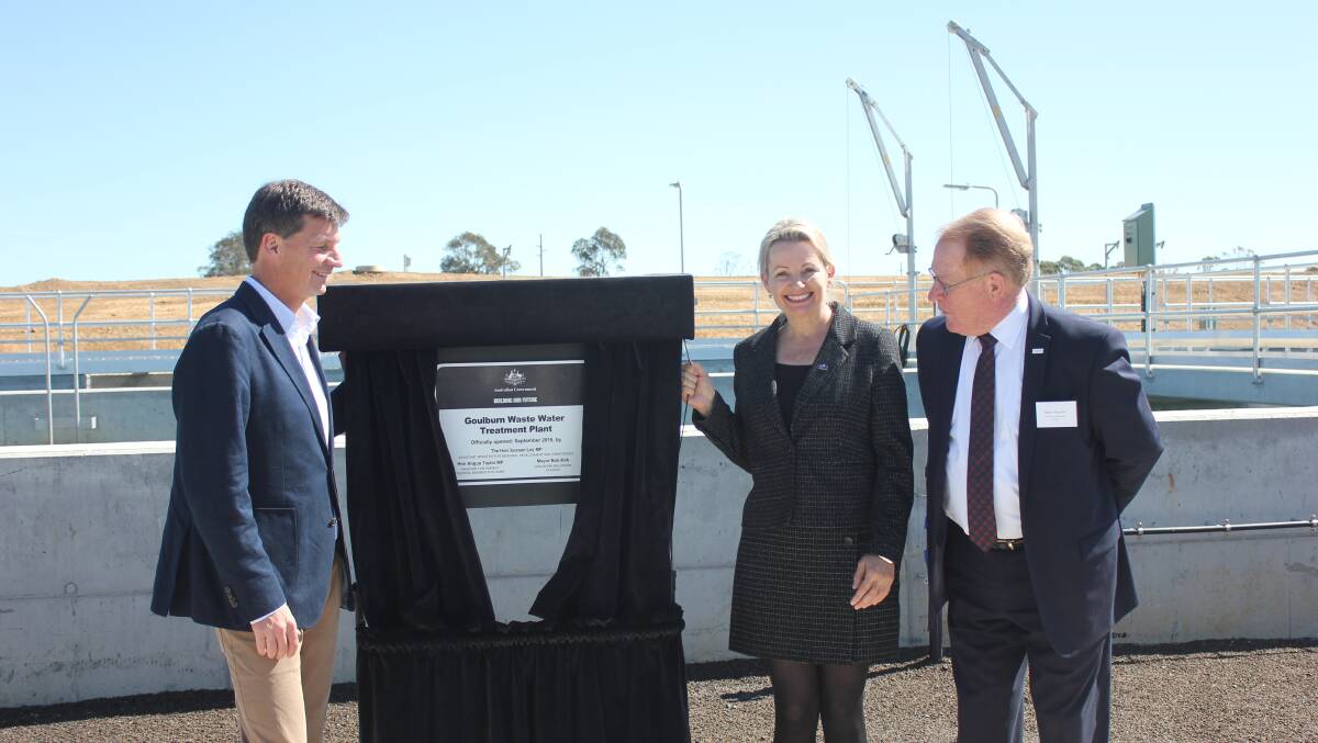 NEW PLANT: Goulburn's new wastewater treatment plant was officially opened on Friday by Assistant Minister for Regional Development Sussan Ley, with Federal Member for Hume Angus Taylor and Goulburn Mulwaree Mayor Bob Kirk. 