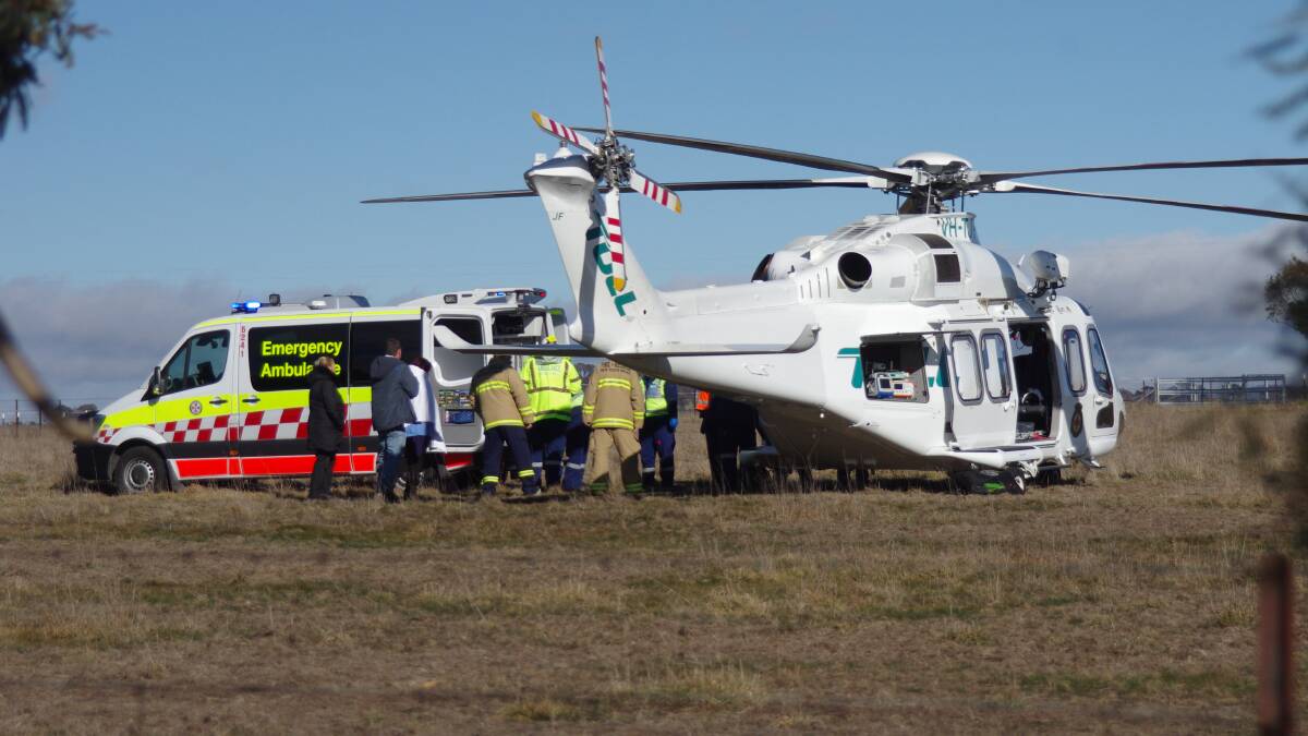 The Toll Rescue Helicopter on the scene at the accident. Photo Darryl Fernance. 