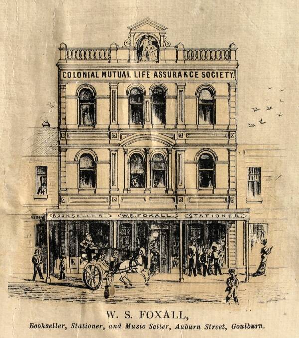 BUSTLING CITY: An artist's impression of Islington House in 1882, which housed W.S Foxall Booksellers. Image supplied. 