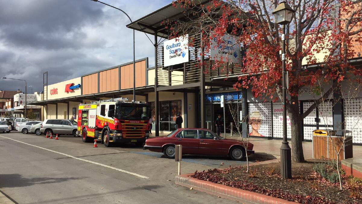 A unit from the Goulburn Fire Brigade outside Centro Mall today. 
