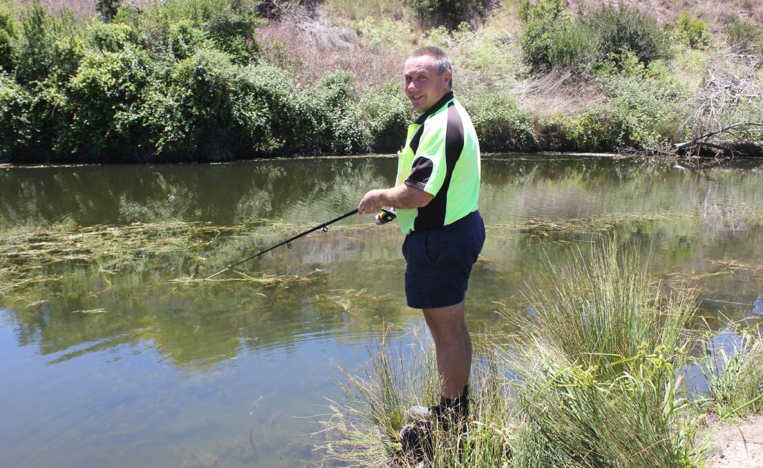 Member of the Recreational Fishing Working Party Andrew Banfield enjoying a spot of fishing in the Wollondilly River, near Roberts Park recently. Photo David Cole.