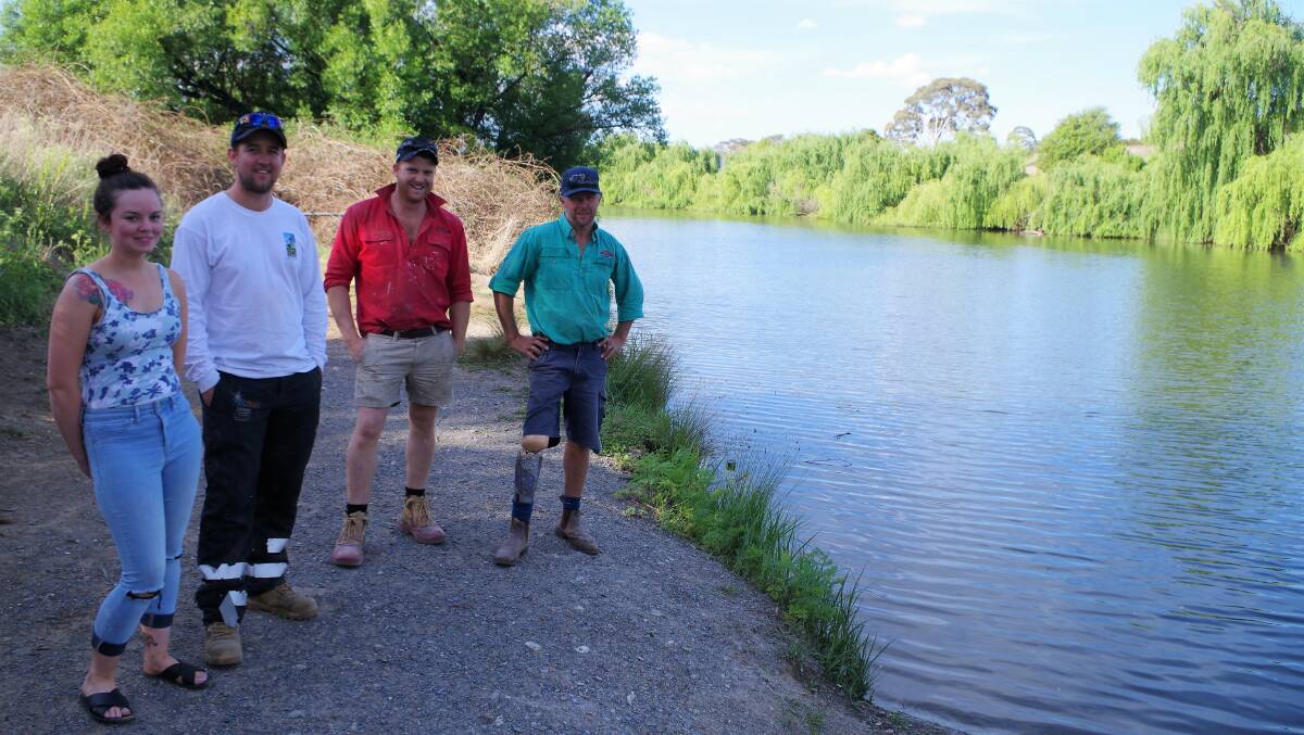 MEMBERS: Members of the Goulburn Barefoot Waterski Club Analise Elliott, Mitch Cook, Scott Butz and Sam Bell at a potential boat ramp site on Copford Reach. Photo: Darryl Fernance.