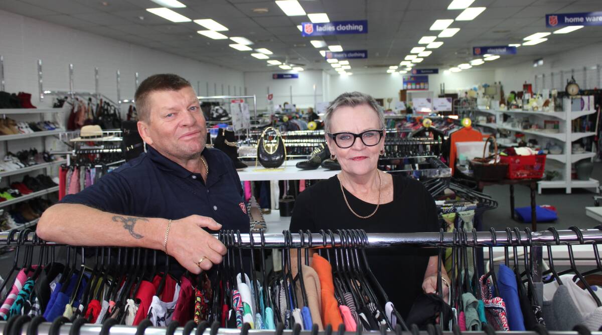 SALE: Salvos Stores area manager Tony O’Connell and Goulburn store manager Gail Cullen preparing for the new opening sale. Photo David Cole. 