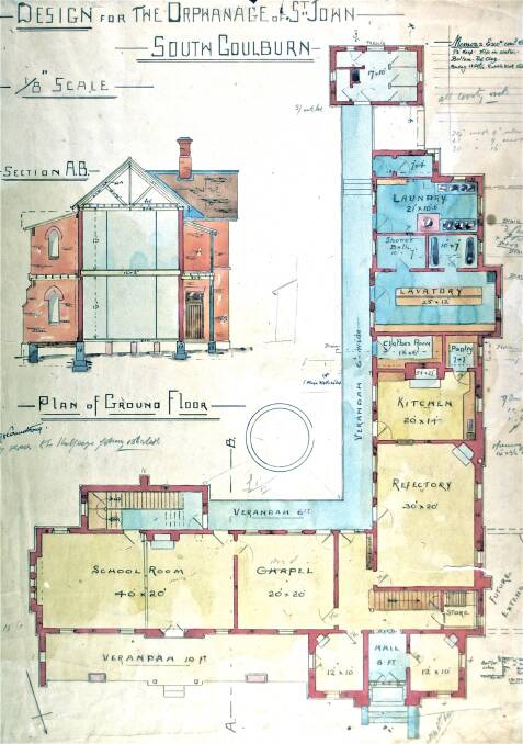ORIGINAL PLANS: E.C Manfred's original plans for the St Joseph's orphanage. Image supplied. 