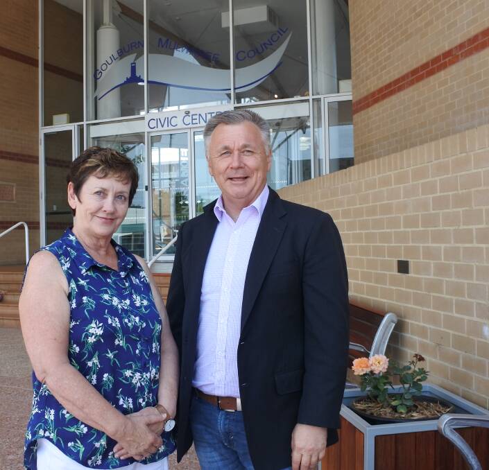 Labor candidate for Goulburn Dr Ursula Stephens and Shadow Minister for Lands Mick Veitch when he was in Goulburn on Tuesday. 