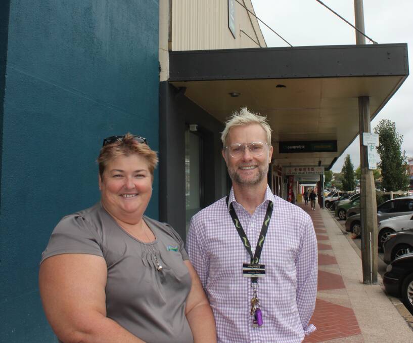 MOVE: Goulburn Mulwaree Neighbour Aid coordinator Kim Sorensen and customer and community services manager Craig Johnson out the front of the Huntley Arcade. 
