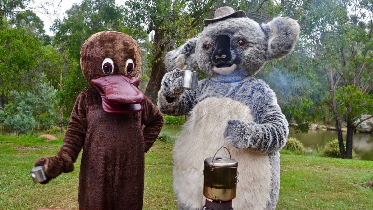 CUPPA: Peed Off Platypus and Cranky Koala boiling the billy recently. Photo supplied.